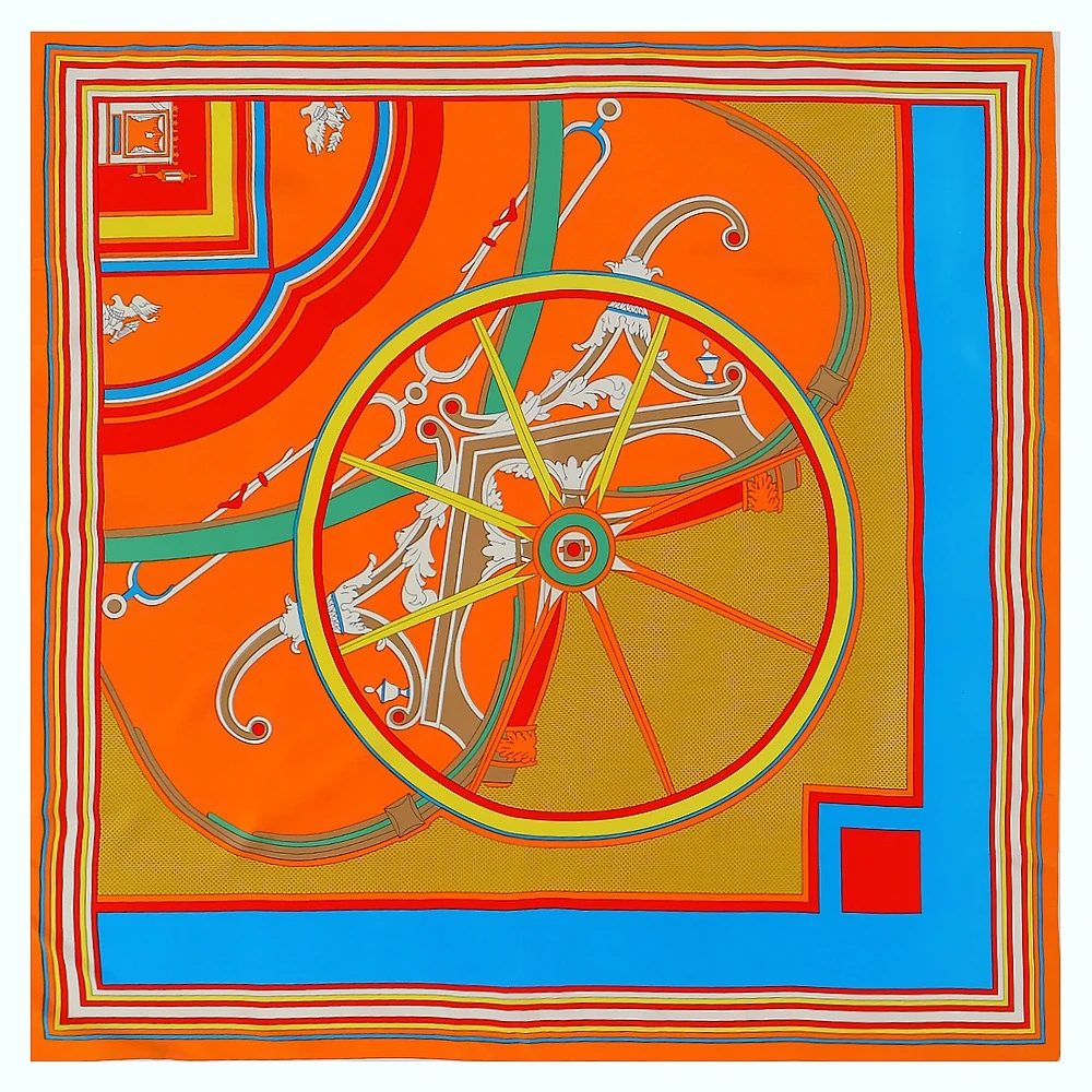 130 см роскошные колеса квадратные шарфы Для женщин 100% шелковый шарф бренд хиджаб