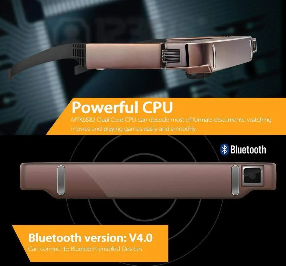 VISION-800 Smart Android WiFi Glasses 80 inch Wide Screen Portable Video 3D Private Theater with Camera Bluetooth Medi | Электроника