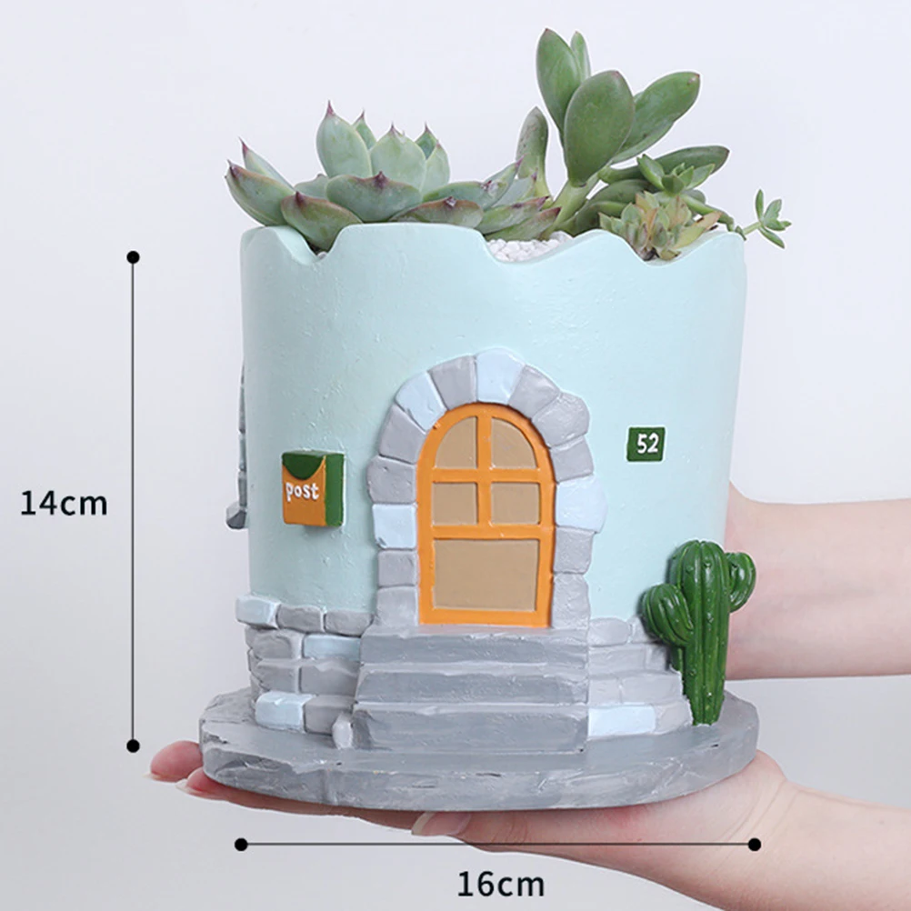 1 шт. креативный суккулентный горшок в форме дома цветочный из смолы бонсай