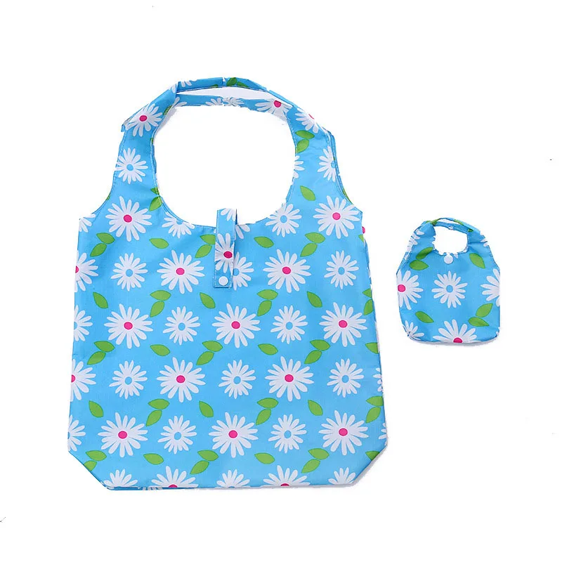 

60PCS / LOT Foldable Shopping Bag Oxford Fabric Shoulder Bag Portable Eco Friendly Grocery Bags Reusable Tote for Ladies