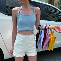 2021 summer halter fashion sexy solid color camisole short top womens casual vest sleeveless cool street club high street
