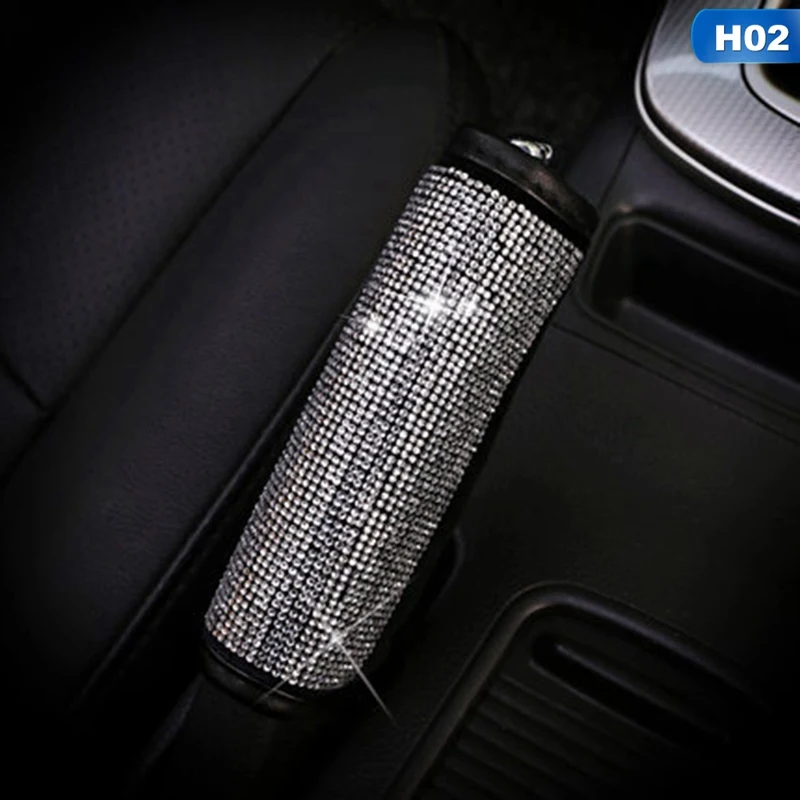 CAR6303H02 Шикарные стразы, хрустальные аксессуары для салона автомобиля, Алмазная крышка рулевого колеса, подушки для шеи, поддержка талии, комплект переключения ручного тормоза - Color Name: CAR6303H02