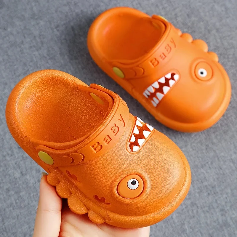 

Ulzzang Summer Slippers Dinosaur Sandals Clogs For Children Baby Boys Bright Orange Slippers For Girls Kawaii Animal Beach Shoes