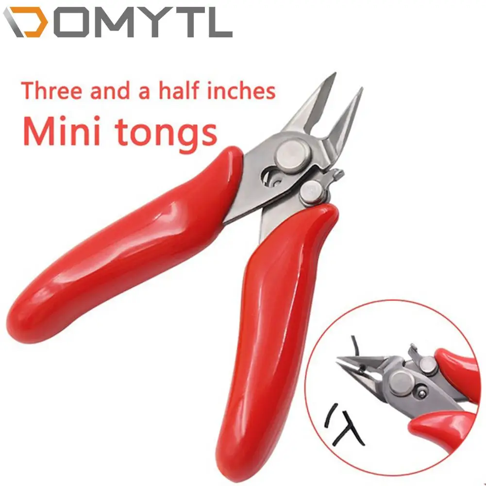 

3.5 Inch Mini Diagonal Pliers With Lock Electronic 170 Red Handle PVC Stainless Steel DIY Hand Tools For Soft Metal 1PCS
