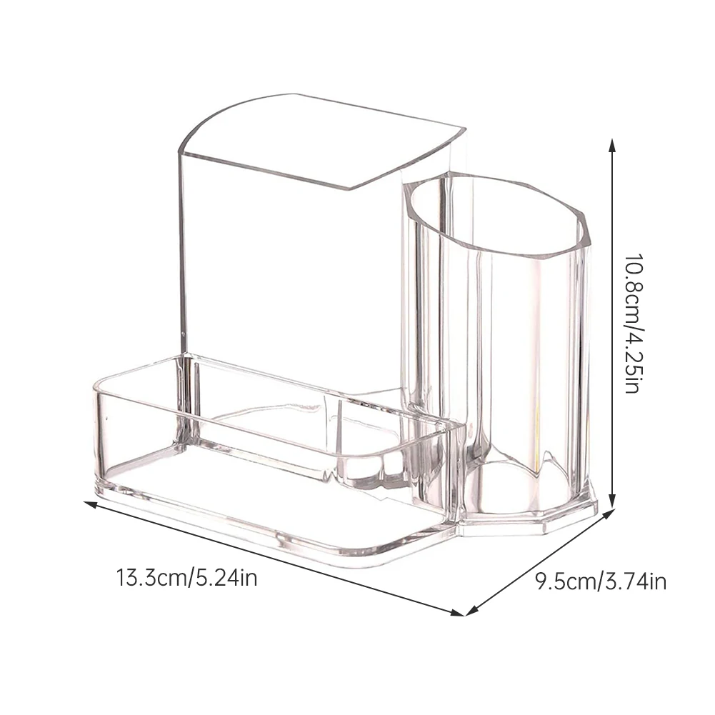 

Makeup Brush Holder Acrylic 3-Compartment Cosmetic Brush Storage Box Eyebrow Pencil Storage Box Table Organizer Make Up Tool