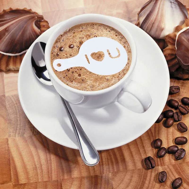 16 шт./компл. форма для капучино печати кофе трафареты распыления пены торта