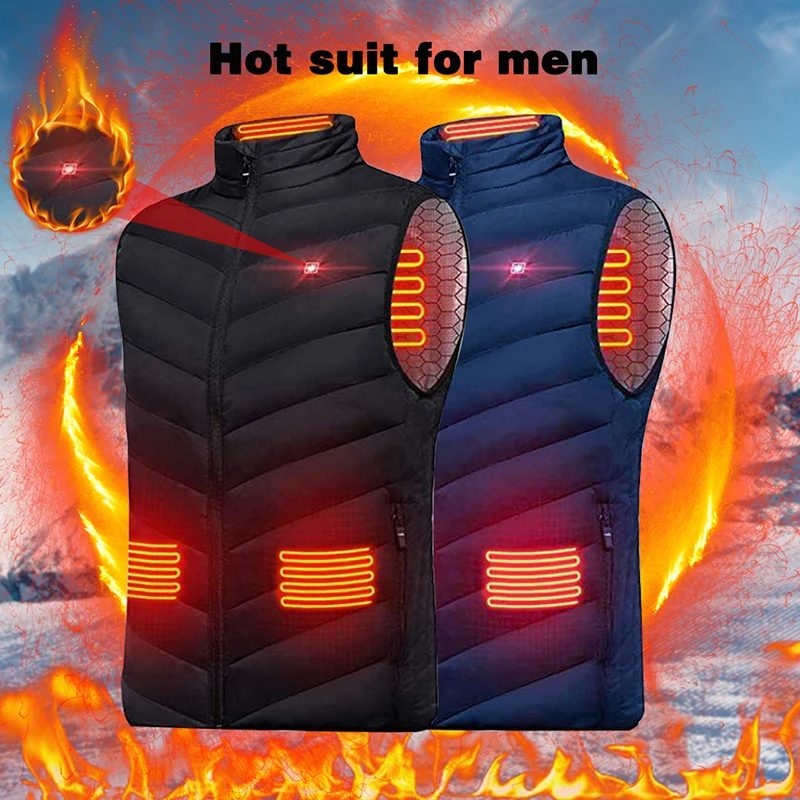 

2021 Winter Mens USB Heating Electrical Vests Men Warm Sleeveless Heated Jacket Men Classic Heating Intelligent Vests Overcoats