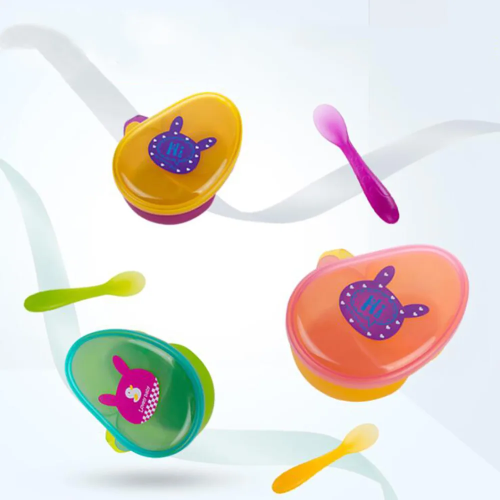 

2 шт./компл., детская пищевая добавка, миска, столовая посуда, Набор детских пластиковых блюд для кормления с ложкой, портативная миска для об...