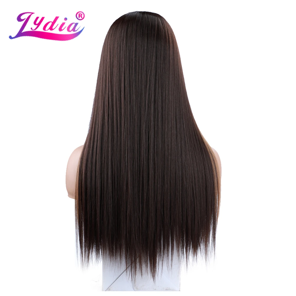 Lydia Long Silky Straight U Part Natural Mixed 4/27 Color Hair Wigs Heat Resistant Synthetic 20Inch For Women  Ladies  Daily