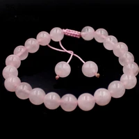 free shipping 6mm 8mm 10mm women trendy jewelry natural stone adjustable rose pink quartz bracelet