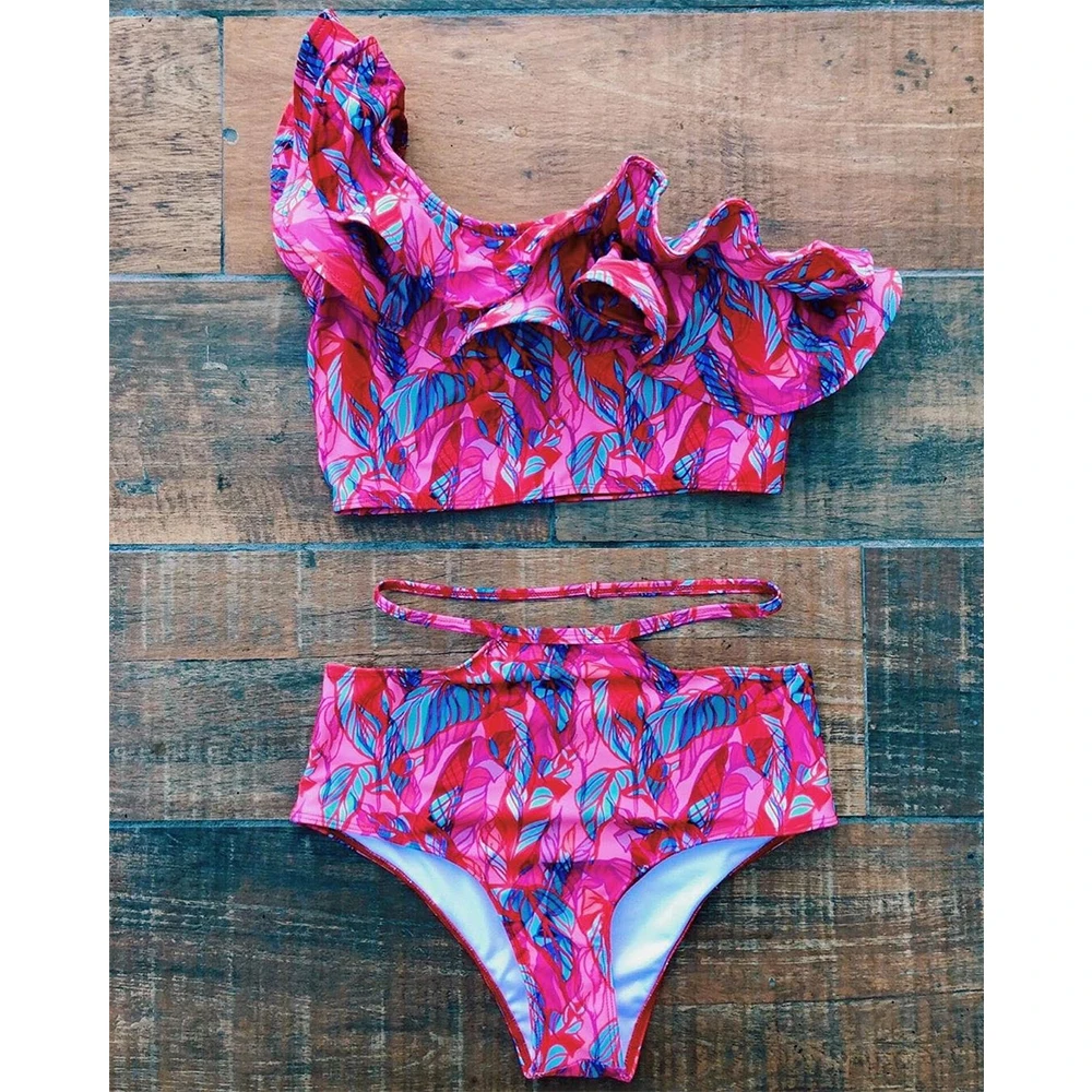 Женский купальник бикини Бразильский купальный костюм с цветочным принтом и