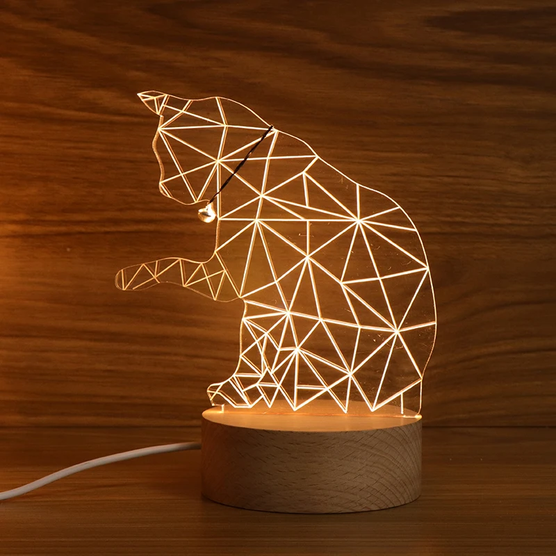 3D Светодиодная лампа Usb круглая кошка электрическая лампа кошка ночник на Amazon