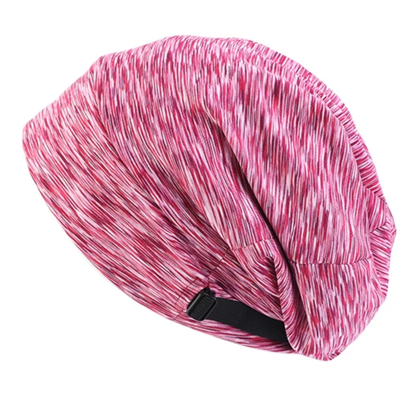 

Women Muslim Satin Lined Bonnet Sleep Cap Adjustable Slouchy Beanies Chemo Hat Solid Stripes Hair Loss Turban Head Cover