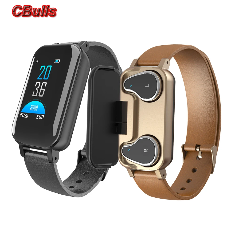 T89 TWS смарт-бинауральные Bluetooth наушники умные часы с наушником водонепроницаемый