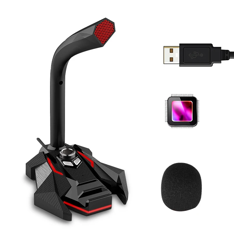 

Dynamic Wired Gaming Condenser Microphone USB Studio Gaming 360 PC Microphone Microphone for Computer Single Microphone Tabletop