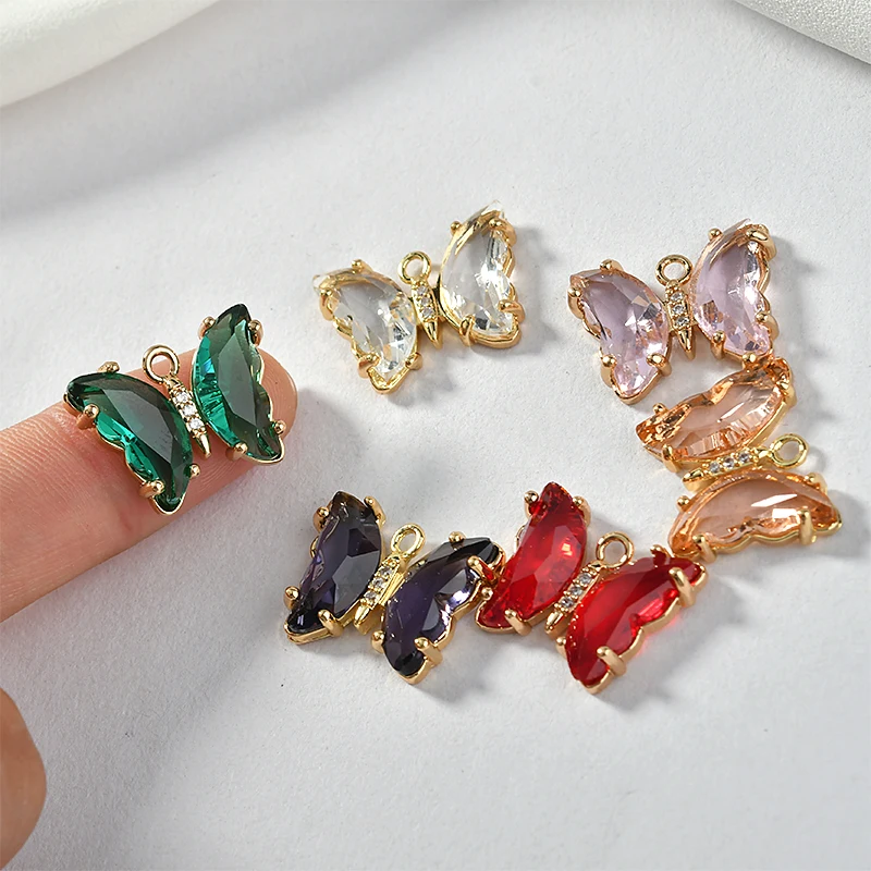 Поддерживает цвет медный Кристалл Циркон Одиночная вешалка кулон Бабочка DIY