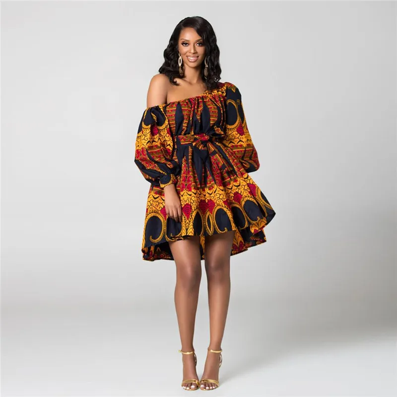 african wear for women Vintage African Dashiki Print Dresses Women 2022 Summer Sexy Shoulder Off African Dress Evening Party African Clothes for Women african attire