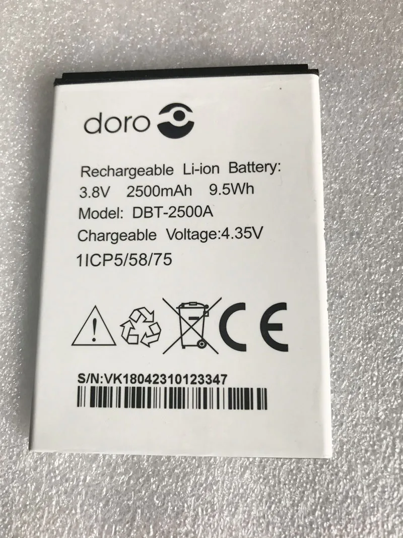 

100% new Original 3.8V 2500mAh 9.5Wh DBT-2500A Battery for DORO 8035 Cell Phone