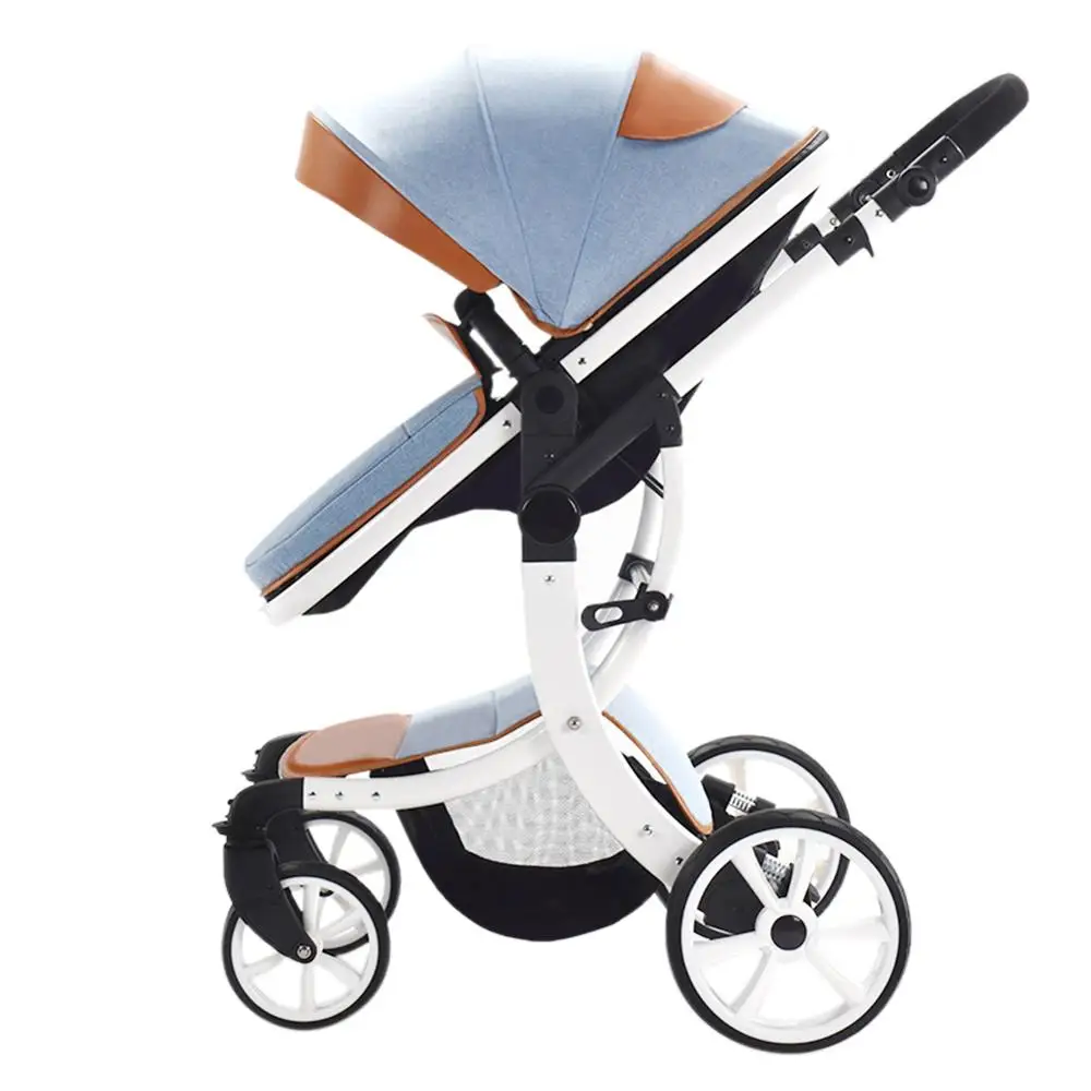 Light blue Aimile/2 в 1 детская коляска с высоким пейзажем, рама из алюминиевого сплава, детская коляска на колесиках, может лежать, детская коляска, хорошая детская коляска - Цвет: Light blue