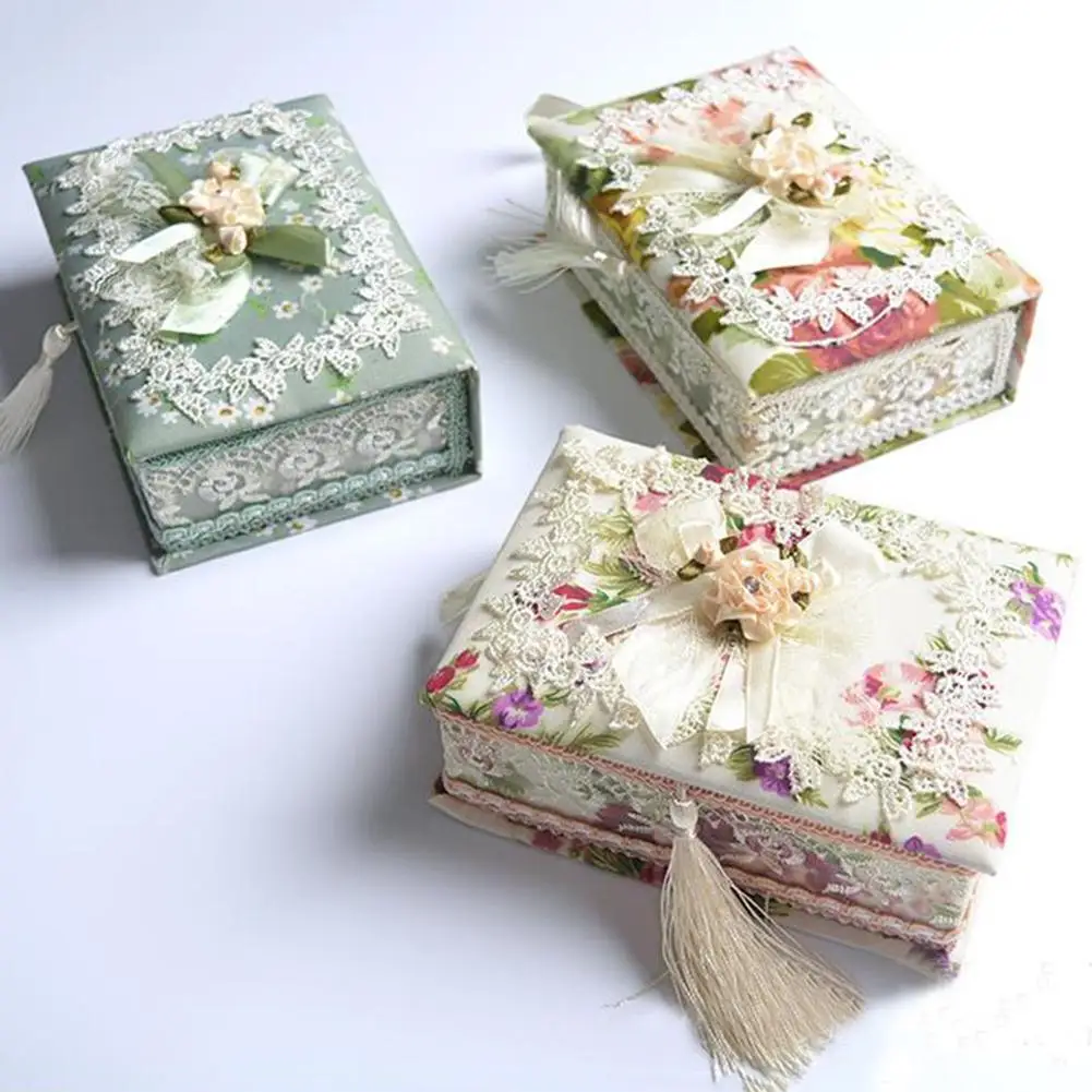 

Children Girl Flower Lace Jewelry Storage Container Necklace Ring Organizer Box