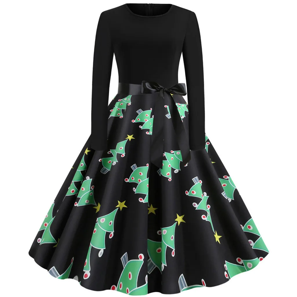 HSU 2019 горячая Распродажа женское винтажное рождественское платье с длинными