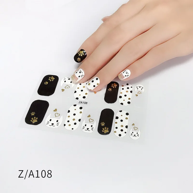 

GAM-BELLE Cute Cartoon Animal Nail Art Adhesive Sticker Grid Strip Nail Art Decoration Full Cover Polish Decals Manicure Tool