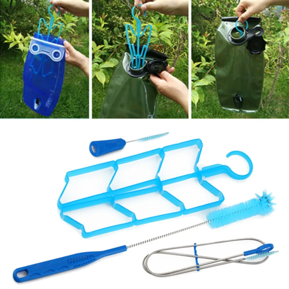 4*Water Brushes Fits For Hydration Water Bladder Cleaning Kit Brushes Hanger Pipe Drinking Bag BrushOutdoor Camping Hiking Tools