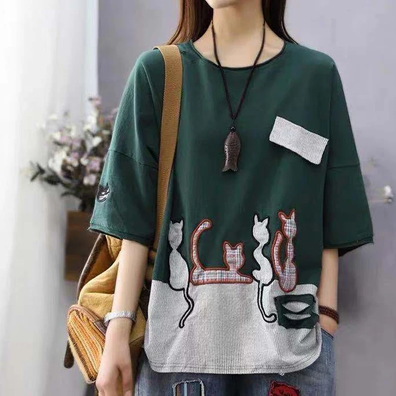 Женская хлопковая футболка в полоску Max LuLu желтая Повседневная европейском стиле