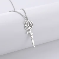 sipuris custom name necklace for women girlfriend stainless steel personalized name rose necklace jewelry gift flower necklace