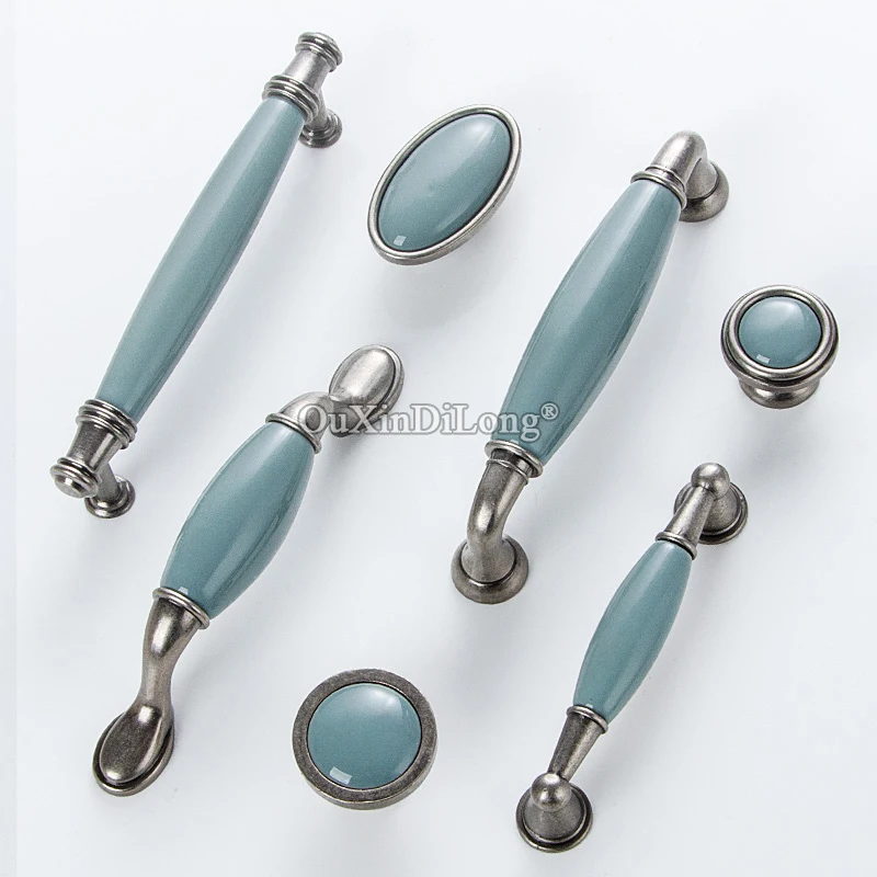 

New 10PCS European Ceramic Furniture Handles Drawer Pulls Cupboard Wardrobe Bookcase Kitchen Wine Cabinet Pens Handles & Knobs
