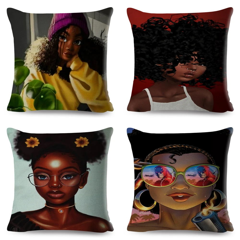 Чехол для подушки с красивой Африканской девушкой декоративный красочный