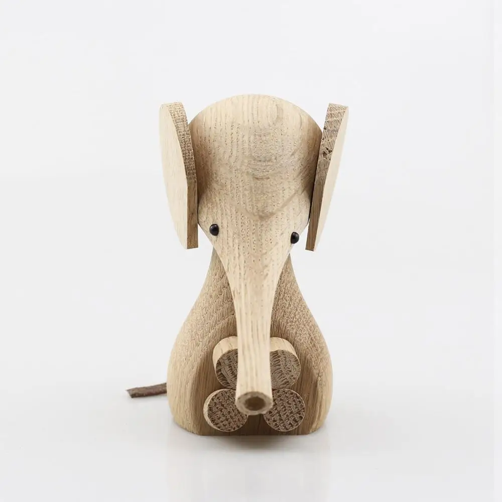 Скандинавский твердый дуб деревянный слон теленок миниатюрные креативные