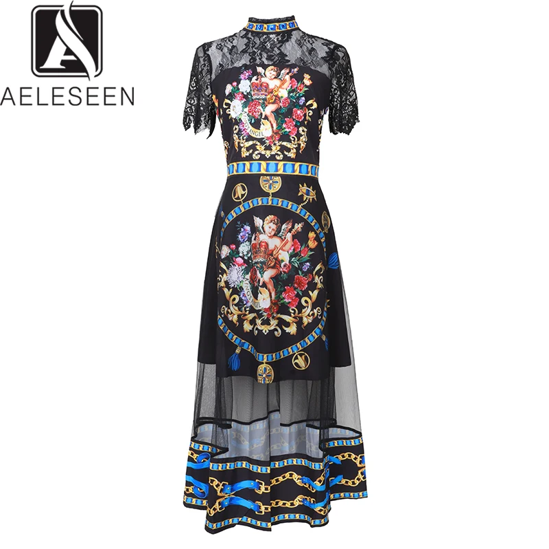 AELESEEN 2019 Новые Модные осенние винтажные платья женские Роскошные Аппликации со