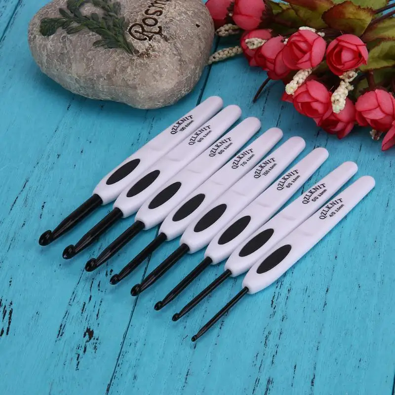 8 шт. набор крючков для вязания пластиковые ручки алюминиевые вязальные спицы