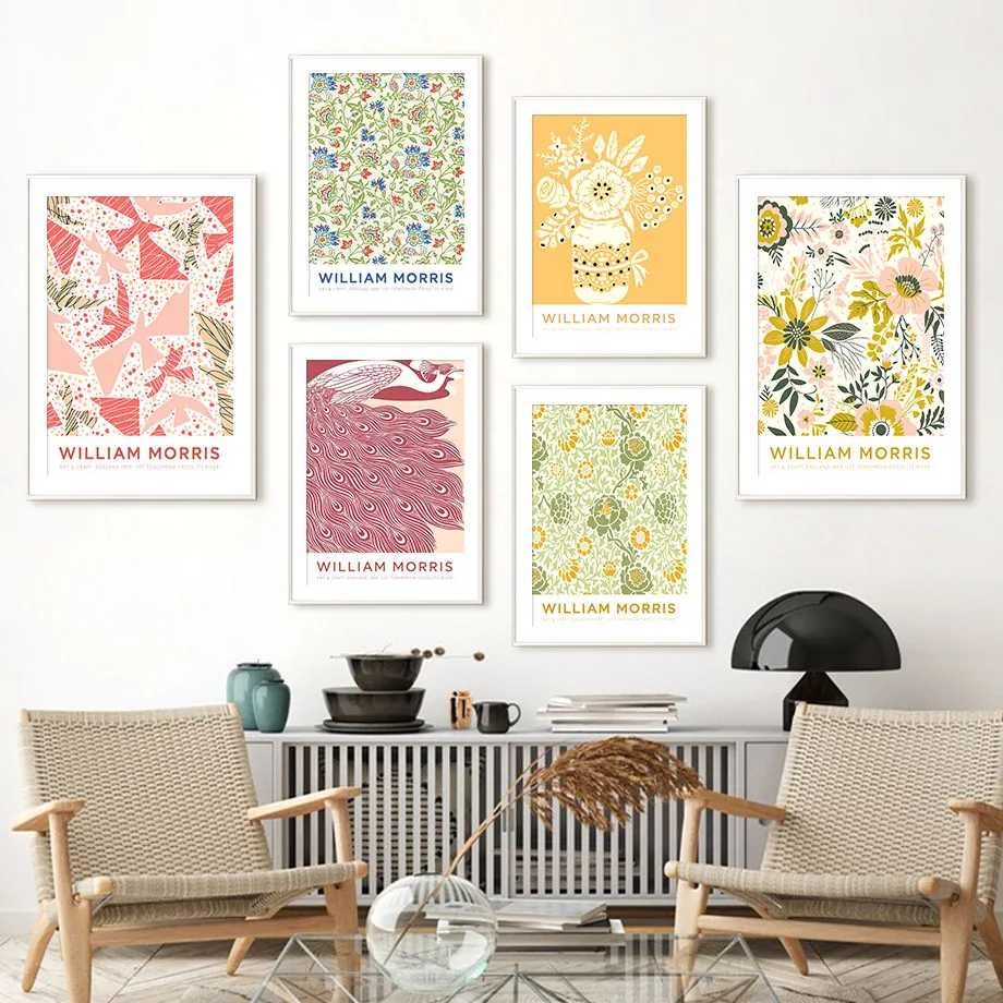 

William Morris Leaf Flower Plant Bird Abstract Art Canvas Painting Nordic Posters And Prints Wall Pictures For Living Room Decor