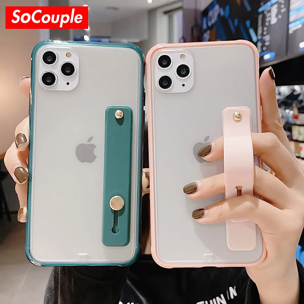 Чехол SoCouple с ремешком на запястье для iPhone 11 Pro 12 Max X XR Xs прозрачный чехол держатель