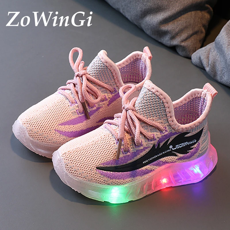 

Size 21-30 Glowing Sneakers Children Sport LED Shoes Girls Boys Antislip Running Baby Toddler Breathable Shoes Luminous Sneakers