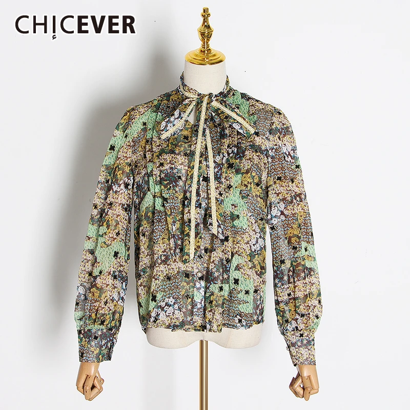 CHICEVER женская рубашка с принтом в стиле пэчворк блестками стоячий воротник