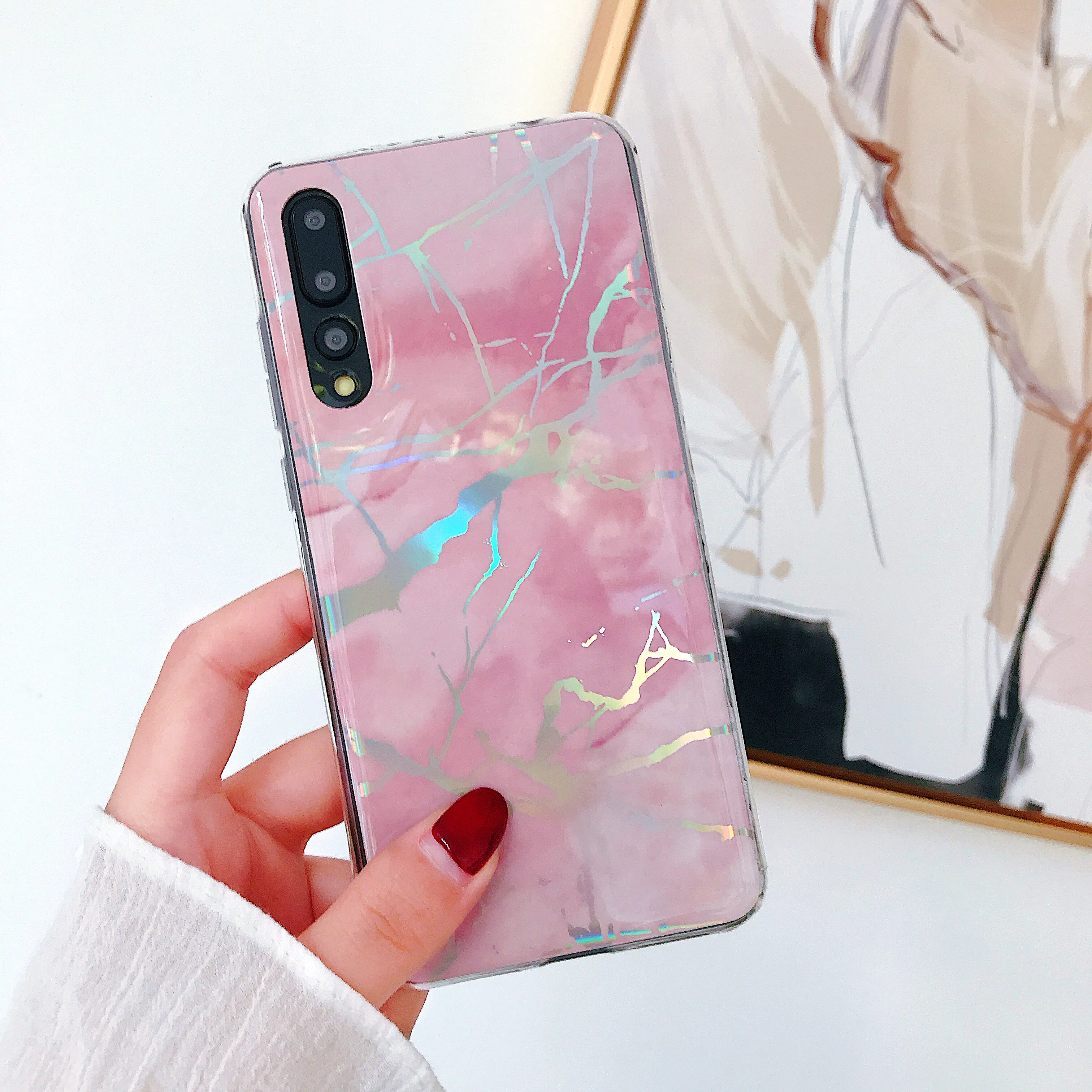 Роскошный блестящий чехол с мраморным дизайном для huawei p20 lite Mate20 PRO Nova 3i