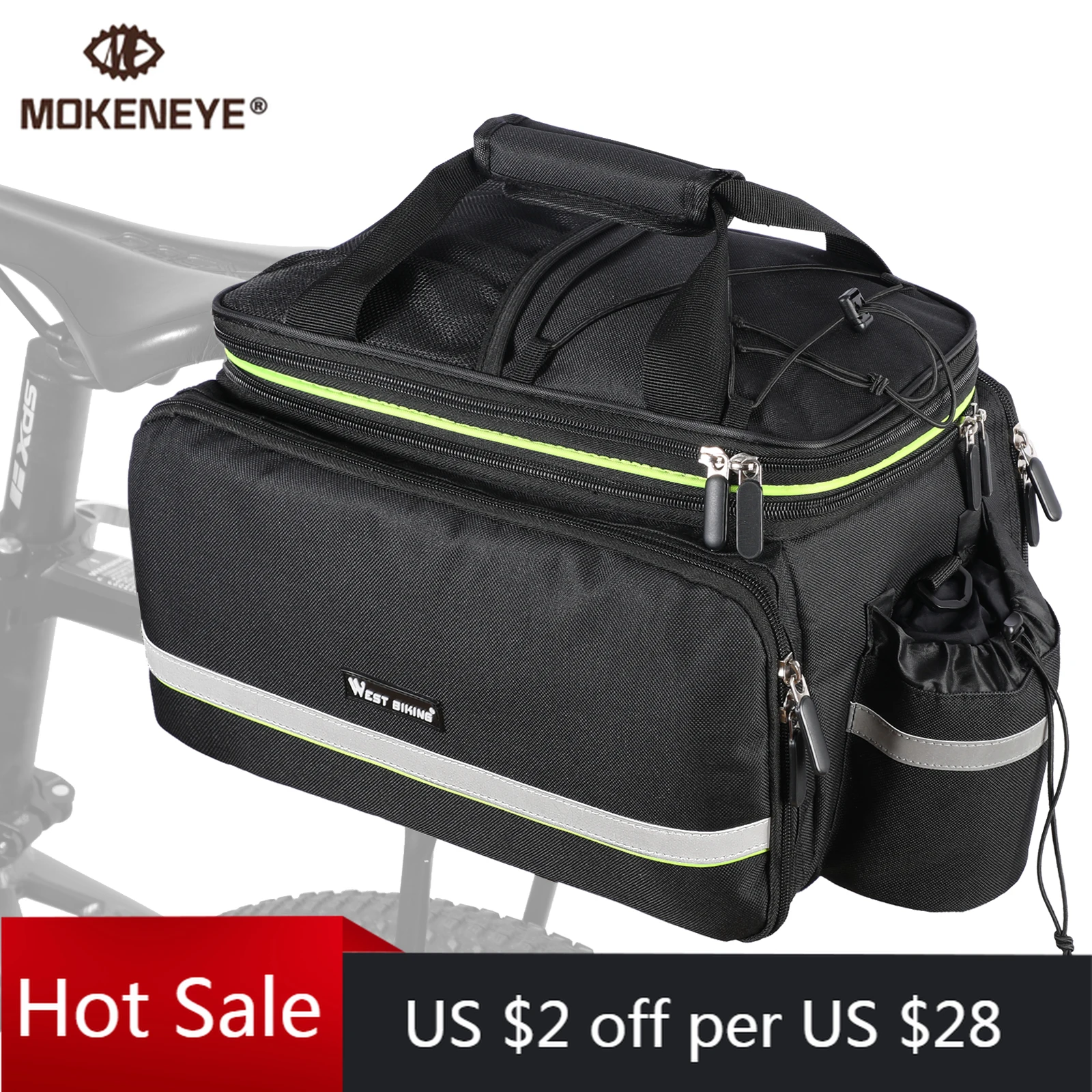 

WEST BIKING Bicycle Saddle Bag 20L Large Capacity Tail Rear 3 In 1 Trunk Bag Mountain Road Luggage Carrier Bike Cycling Bags