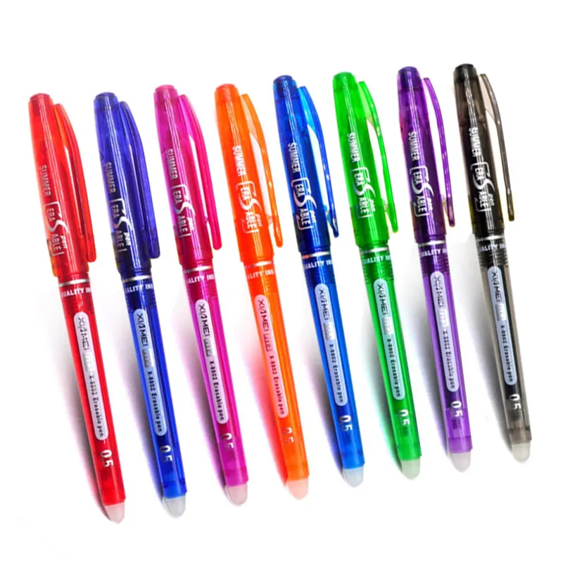 DELVTCH 8Pcs/Set Erasable Gel Pen 0.5mm Bullet Tip 8 Color Ink Refill Office School Writing Stationery Drawing Painting Handle