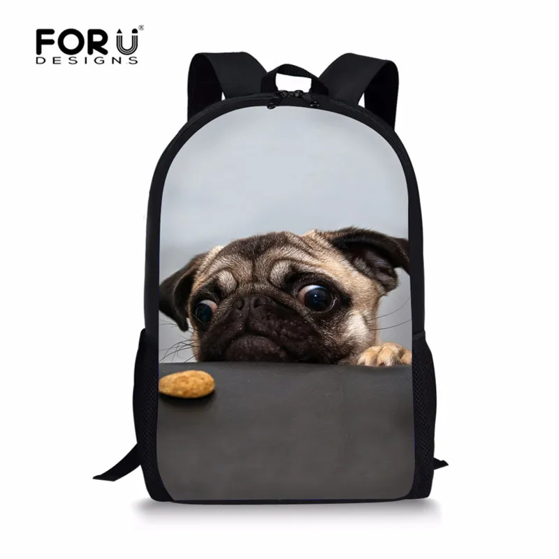 FORUDESIGNS школьный рюкзак для девочек 3 шт. набор рюкзак 3D принт с Мопсом Детский Рюкзак Студенческая Книга сумка Mochila - Цвет: Z2036C