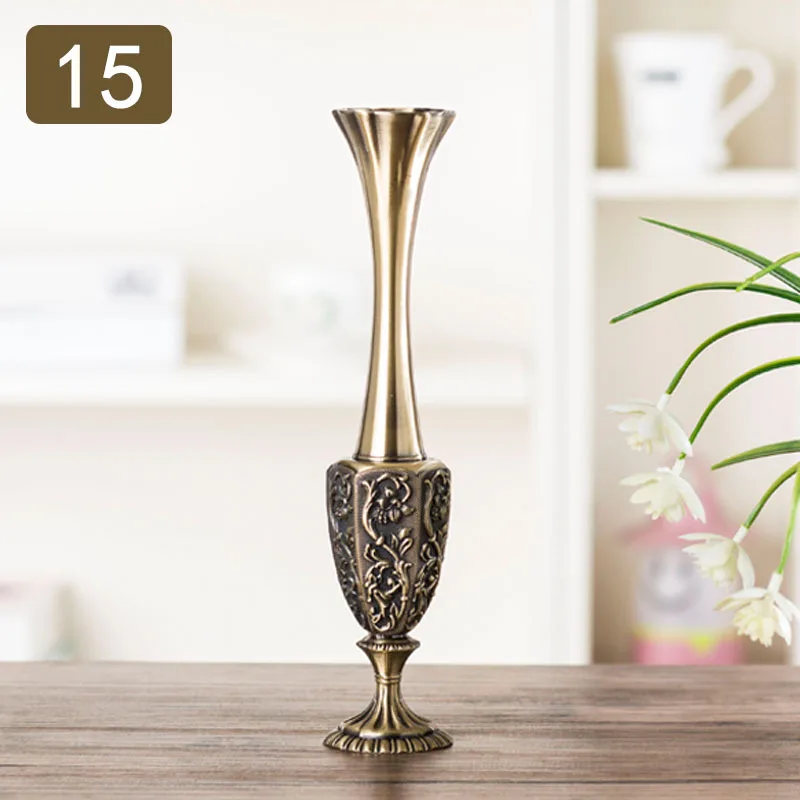 

European-style zinc alloy small vase metal crafts gift high-end home decoration ornaments restaurant small flower arrangement