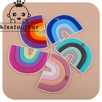 kissteether 1pcs rainbow silicone teether beads pacifier clip food grade silicone baby safe toys for baby diy pacifier chain