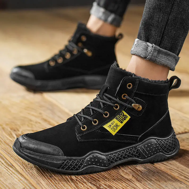 

2021 Autumn Winter New Street Style Snow Boots for Man Round Toe Slip-on Low Heel Shallow Casual Shoes Non-slip Wear-resisting