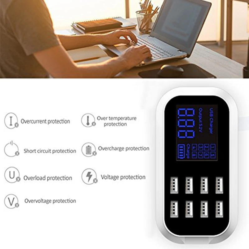 40W 8-Порты и разъёмы в состоянии usb-хаб быстро Зарядное устройство Мощность