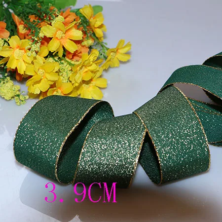 3.9CM 2yard Аксессуары для творчества, лента с проволочным краем, Жесткая сетка, лента, Золотая и Серебряная лента, декоративная подарочная коробка с деревом, упаковка с бантом - Цвет: 3.9CM 2yard