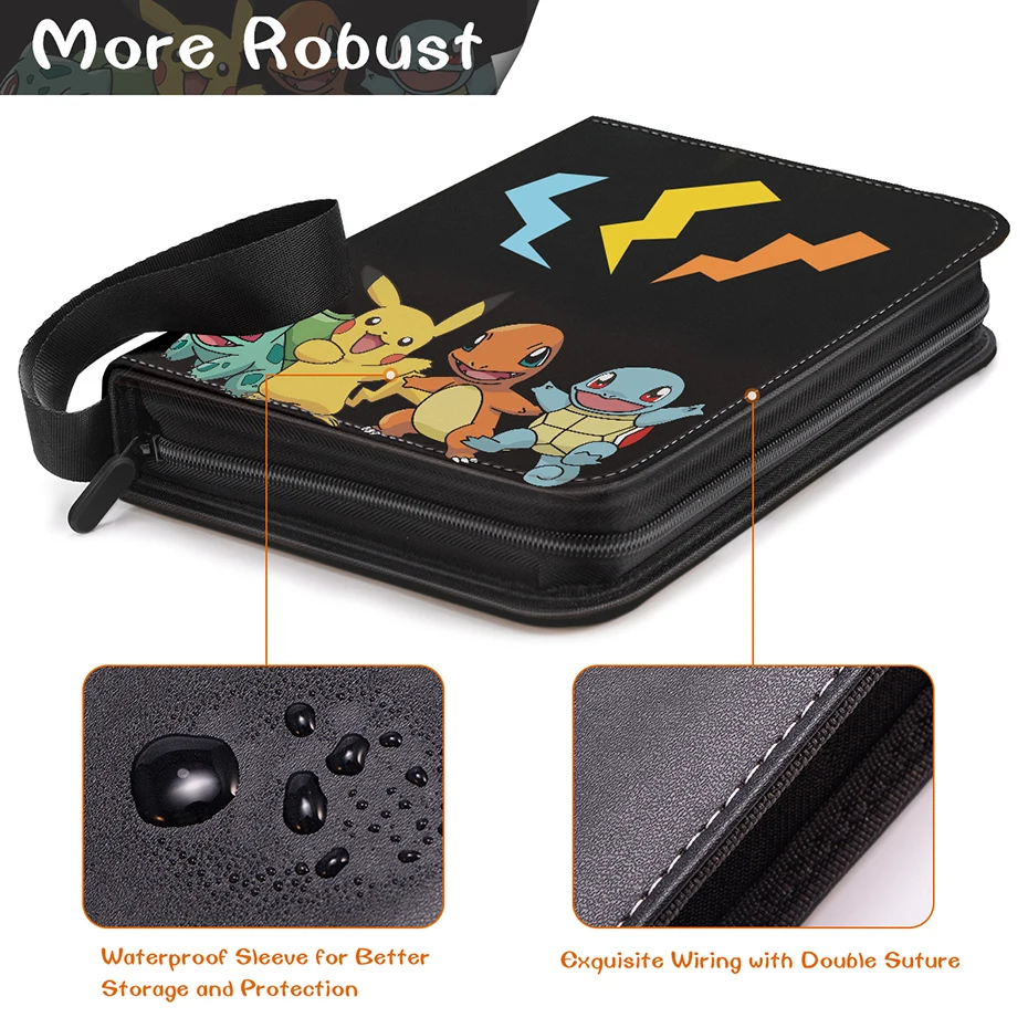 Estuche de almacenamiento port&aacute;til para ni&ntilde;os, carpeta de tarjetas de doble bolsillo de Pokemon, &aacute;lbum de coleccionistas, tarjetas de juego de Anime, lista de carga superior, regalo de juguete-5