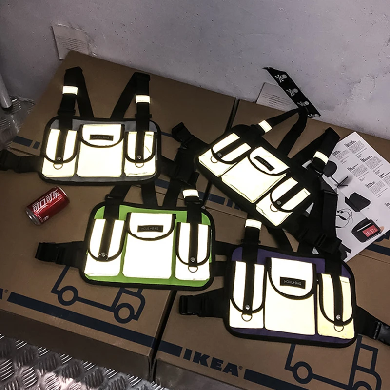 Тактическая нагрудная сумка светоотражающая в стиле хип-хоп унисекс | Багаж и