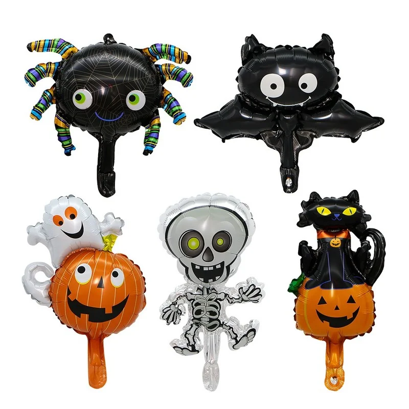 

50pcs mini Halloween Pumpkin Ghost Balloons Decorations Spider Foil Balloons Inflatable Toys Bat Globos Halloween Party Supplies